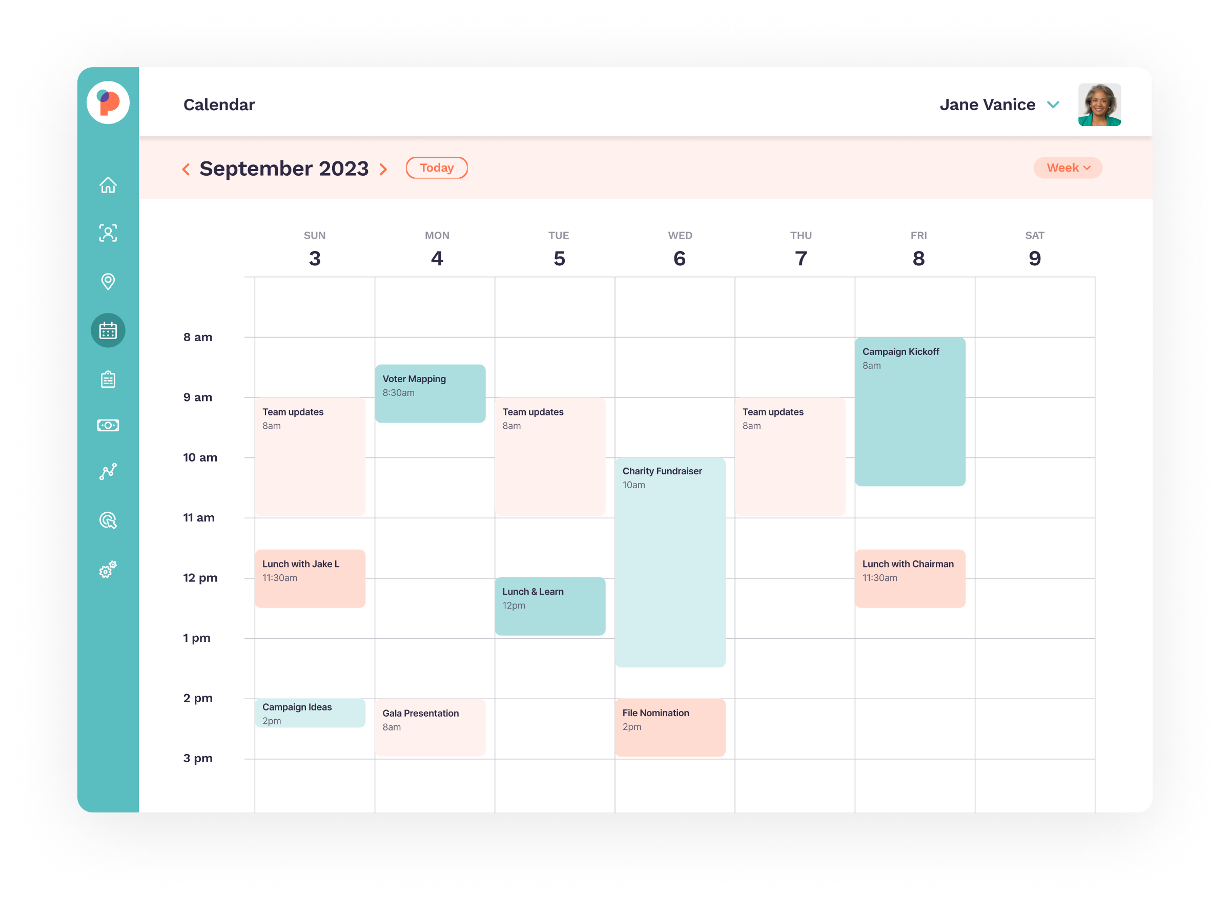 Proximity Political Campaign Management Software Calendar