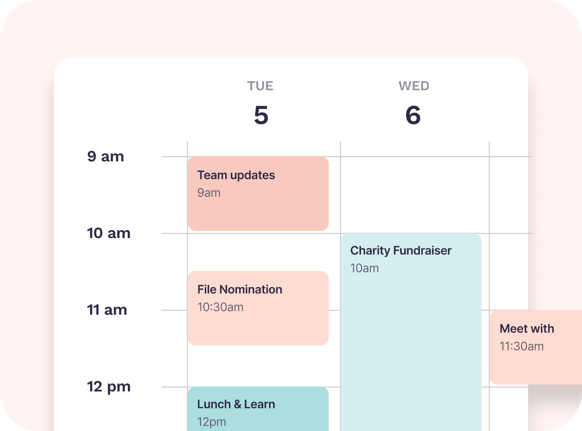 Calendar of Events Snapshot for Political Campaign Management